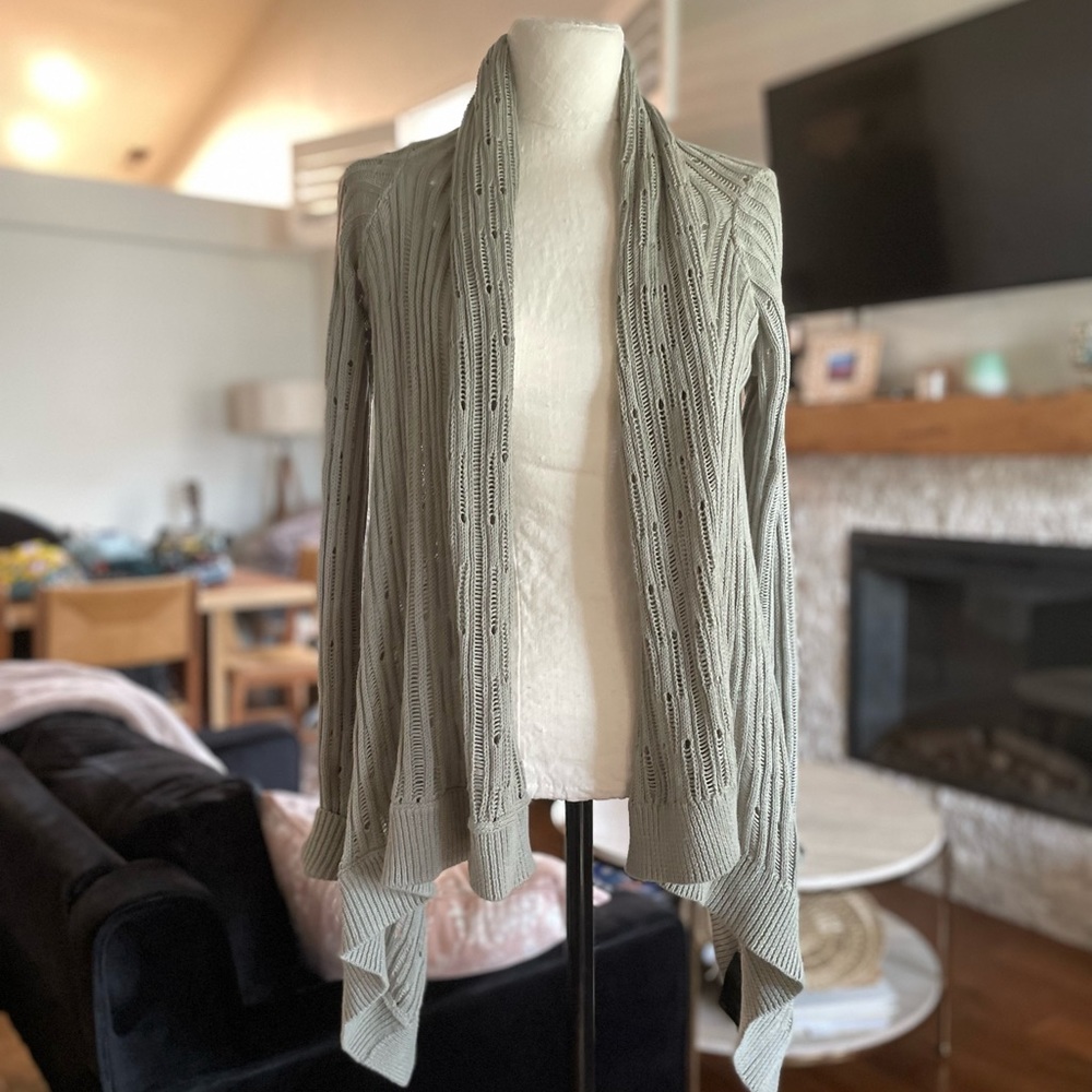 Light mint green/gray open sweater sz XS